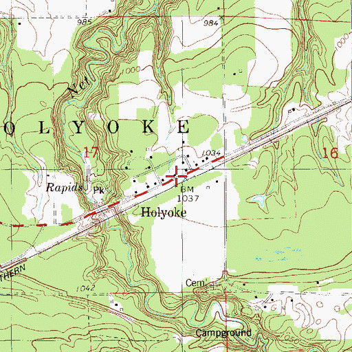 Topographic Map of Holyoke Post Office, MN