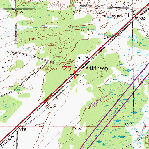 Topographic Map of Atkinson Post Office (historical), MN