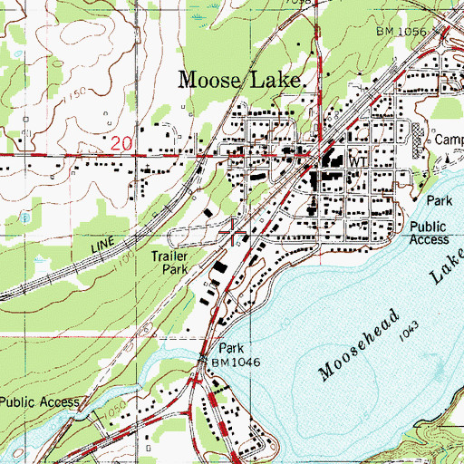 Topographic Map of Moose Lake, MN