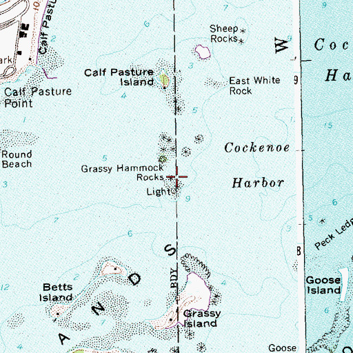 Topographic Map of Grassy Hammock Rocks, CT