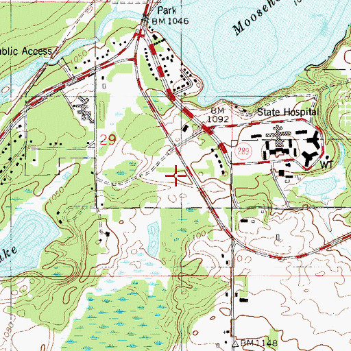 Topographic Map of Moose Lake Seventh Day Adventist Church, MN