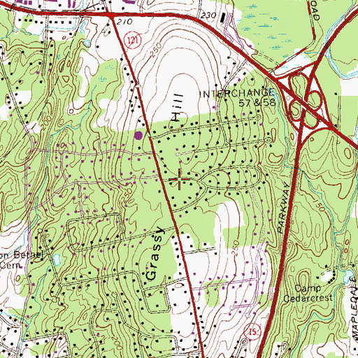 Topographic Map of Grassy Hill, CT