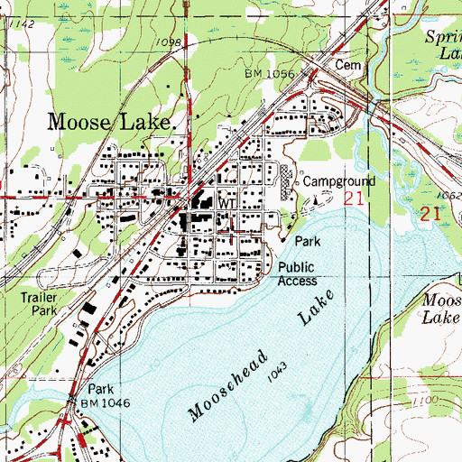 Topographic Map of Moose Lake Methodist Church, MN