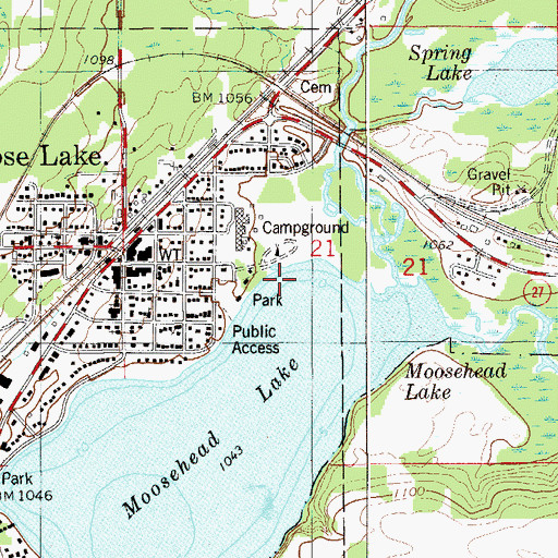 Topographic Map of Moose Lake City Campground, MN