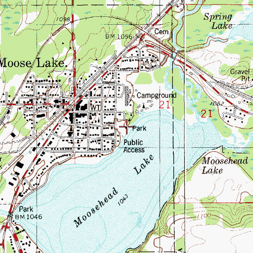 Topographic Map of Moose Lake City Park, MN
