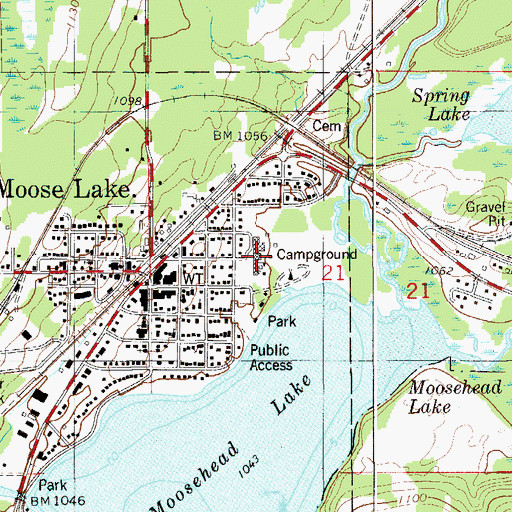Topographic Map of Moose Lake Community Schools, MN
