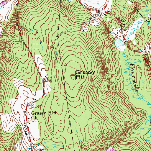 Topographic Map of Grassy Hill, CT