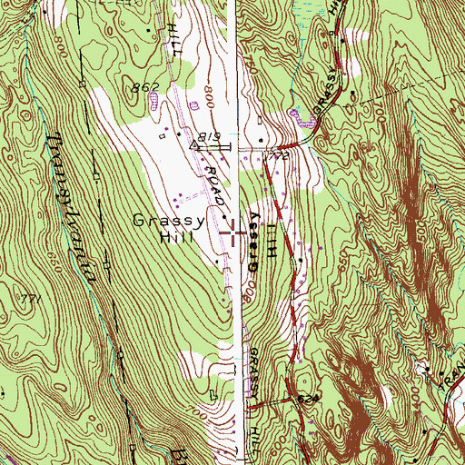 Topographic Map of Grassy Hill, CT