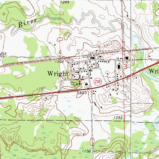 Topographic Map of Wright Catholic Cemetery, MN