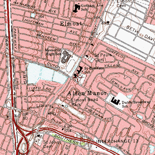Topographic Map of Saint Boniface Roman Catholic Church, NY