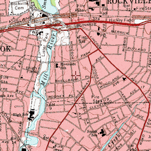 Topographic Map of East Rockaway Church of the Nazarene, NY
