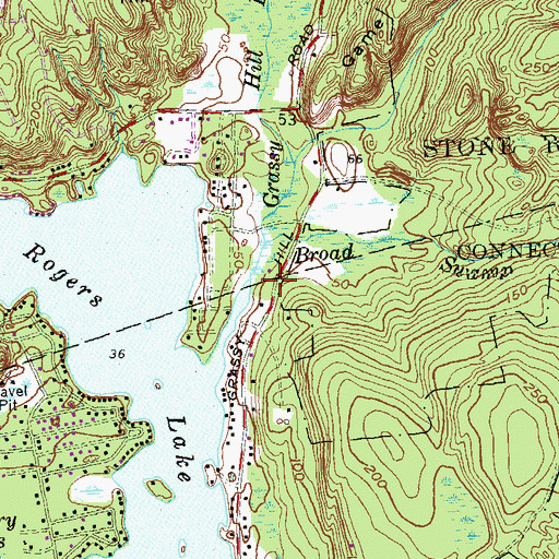 Topographic Map of Grassy Hill Brook, CT