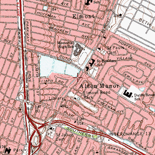 Topographic Map of Elmont Temple of Seventh Day Adventists, NY