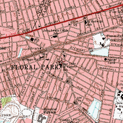 Topographic Map of Our Lady of Victory Church, NY