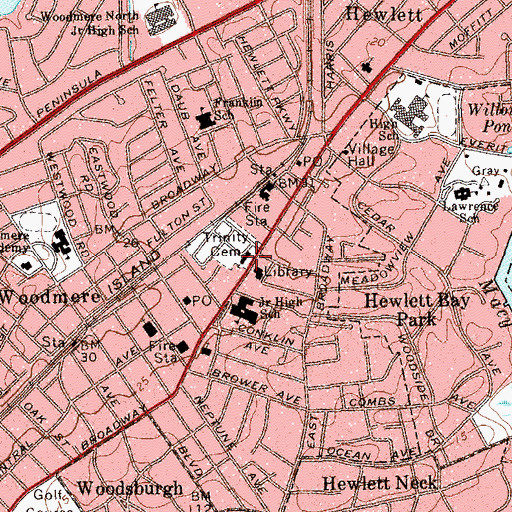 Topographic Map of Trinity Saint John's Church, NY