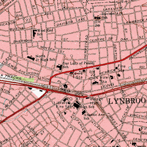 Topographic Map of Saint John's Lutheran Church, NY