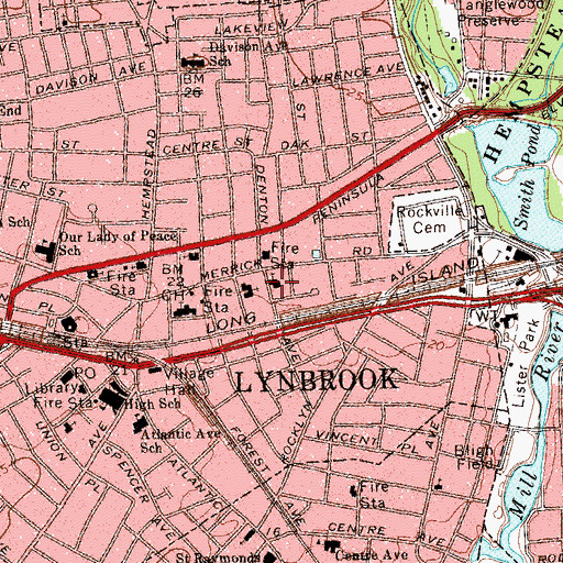 Topographic Map of Trinity Evangelical Free Church of Lynbrook, NY