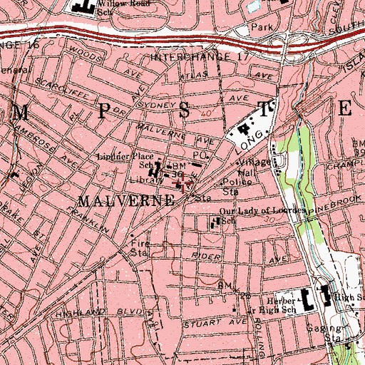 Topographic Map of Church of the Intercessor, NY