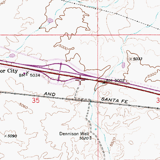 Topographic Map of Dennison Interchange, AZ