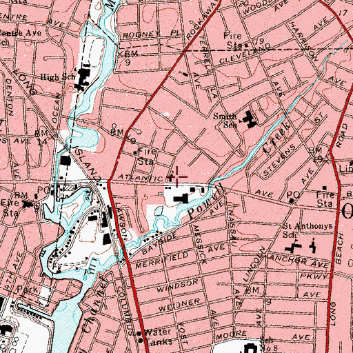 Topographic Map of Oceanside First United Methodist Church, NY