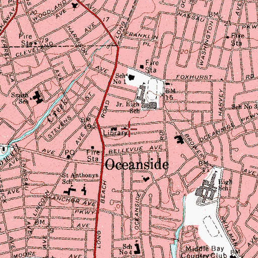 Topographic Map of Oceanside Lutheran Church, NY
