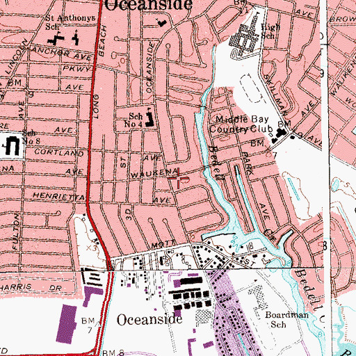 Topographic Map of Young Israel of Oceanside, NY