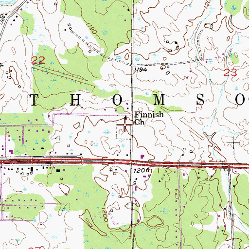 Topographic Map of Finnish Apostolic Cemetery, MN