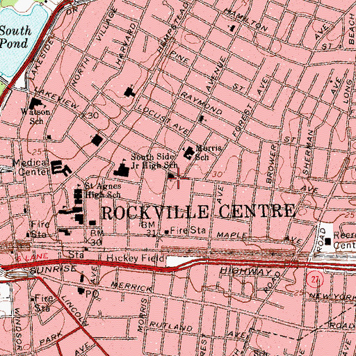 Topographic Map of Rockville Centre Seventh Day Adventist Church, NY