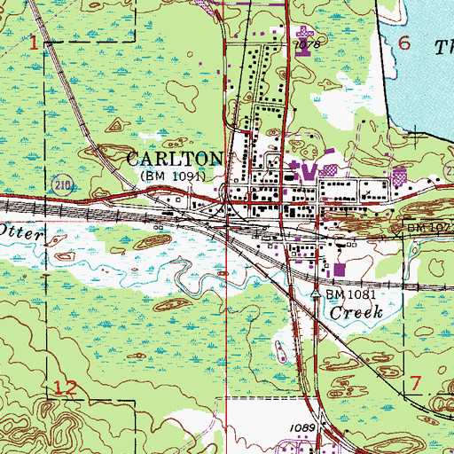 Topographic Map of Carlton, MN
