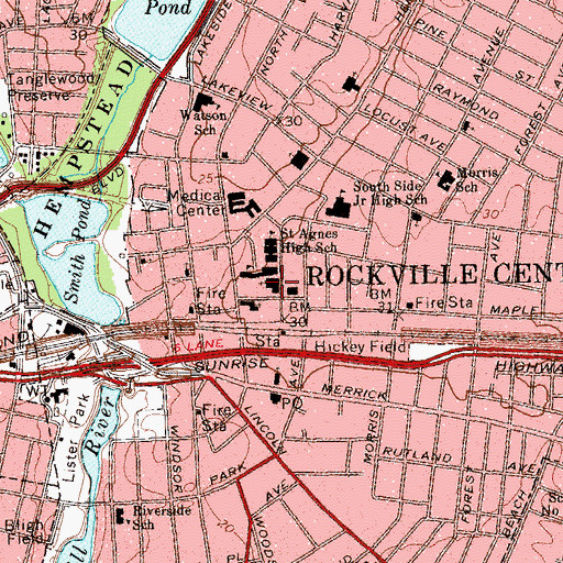 Topographic Map of Saint Agnes Cathedral, NY