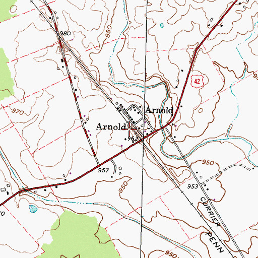 Topographic Map of Arnold Post Office (historical), OH