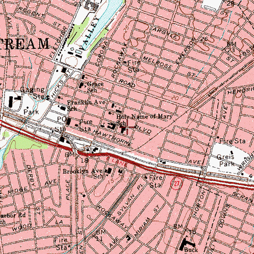 Topographic Map of Holy Name of Mary Roman Catholic Church, NY