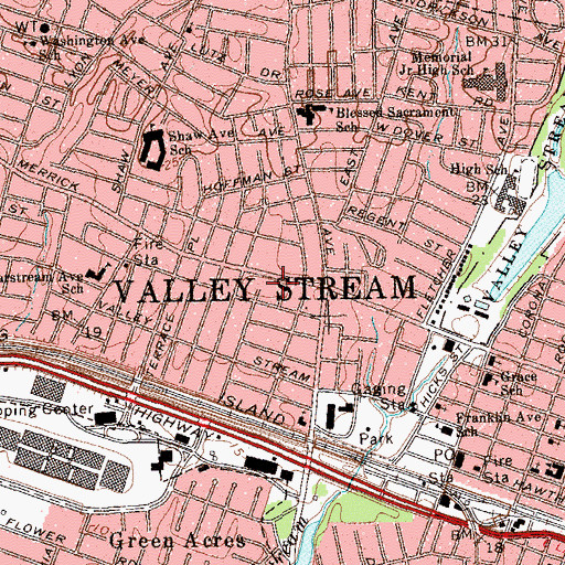 Topographic Map of Valley Stream Church of the Nazarene, NY