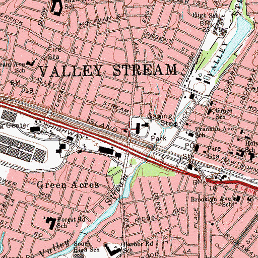 Topographic Map of Valley Stream Presbyterian Church, NY