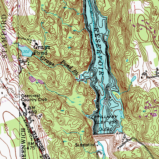 Topographic Map of Grays Pond Brook, CT