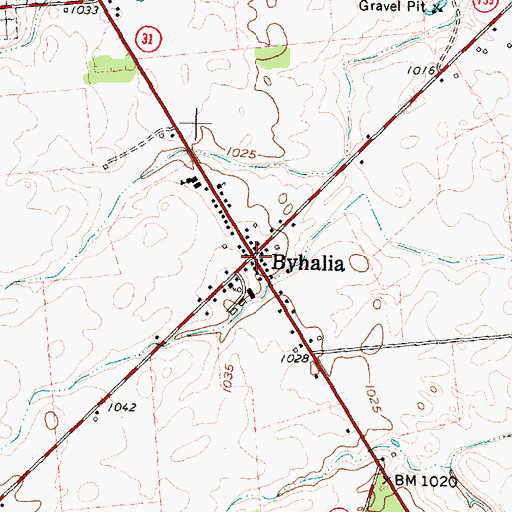 Topographic Map of Byhalia Post Office (historical), OH