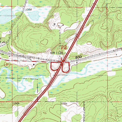 Topographic Map of Interchanged 216, MN