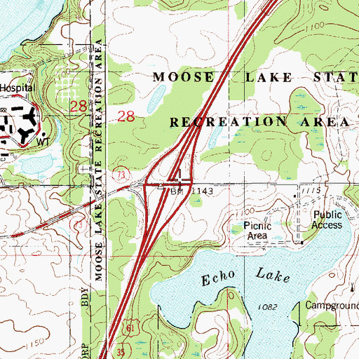 Topographic Map of Interchange 214, MN