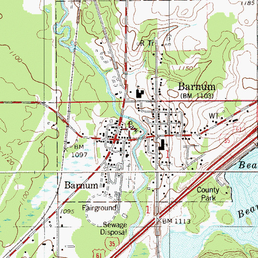 Topographic Map of Barnum City Park, MN