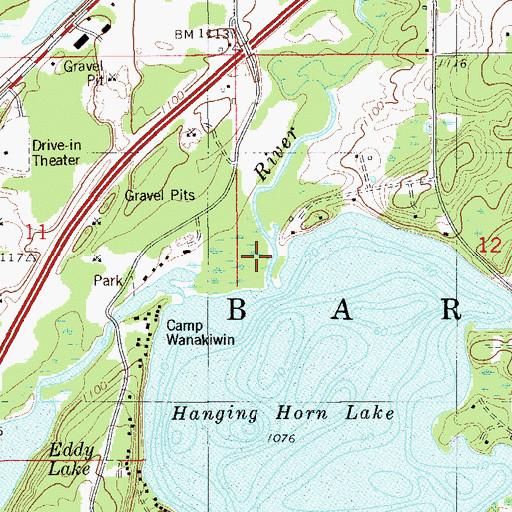 Topographic Map of Hanging Horn Public Access Campground, MN