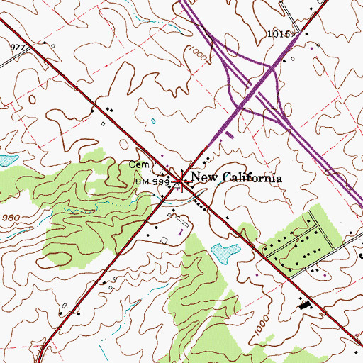Topographic Map of New California Post Office (historical), OH
