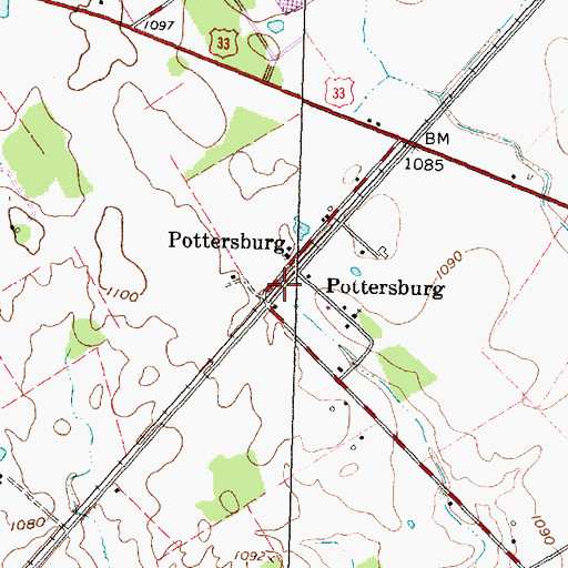 Topographic Map of Pottersburg Post Office (historical), OH