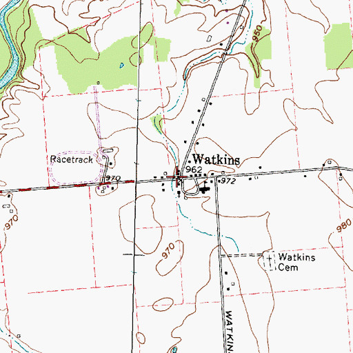 Topographic Map of Watkins Post Office (historical), OH