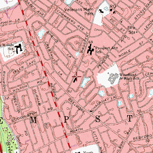 Topographic Map of East Meadow Jewish Center, NY