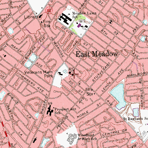 Topographic Map of East Meadow United Methodist Church, NY