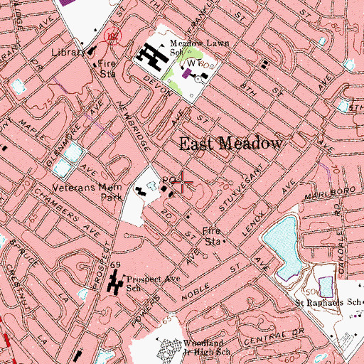 Topographic Map of Long Island Muslim Society of East Meadow, NY