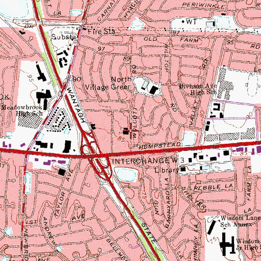 Topographic Map of Levittown Baptist Church, NY