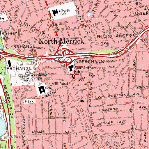 Topographic Map of Sacred Heart Church, NY