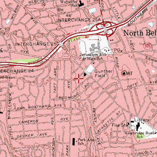 Topographic Map of North Bellmore Neighborhood Assembly of God Church, NY