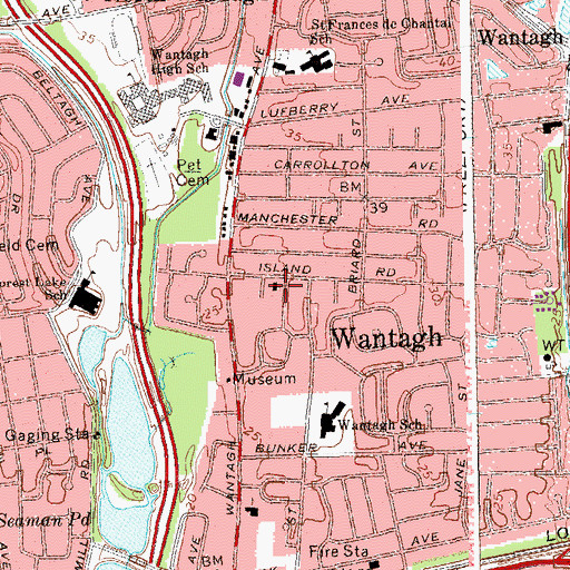 Topographic Map of Christ Lutheran Church, NY
